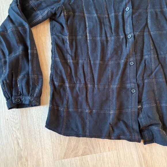 Rails Sz M Black Gold Metallic Hunter Long Sleeve Plaid Button Up Shirt - Picture 2 of 8